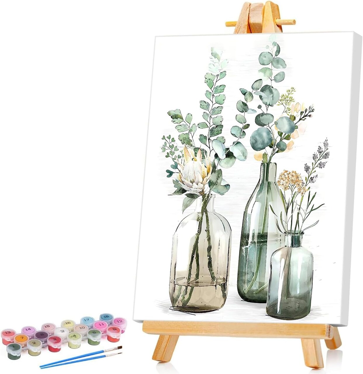 Framed Paint by Numbers Kits for Adults & Kids – Bottle Flower DIY Acrylic Painting Kit on Canvas, Beginner-Friendly Easy Paint by Numbers Set for Home Wall Decor, 8x12 Inch